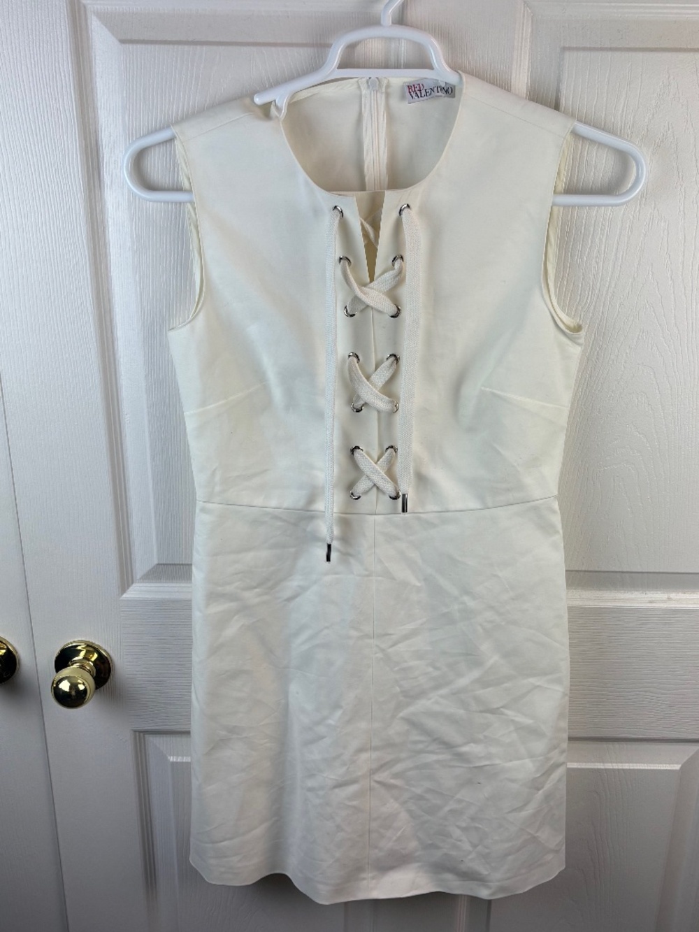 Red Valentino Lace Up Tie Sleeveless Ivory Dress